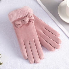 Women's Winter Warm Gloves with Cute Bow & Touched Screen
