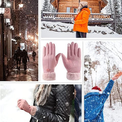 Women's Winter Warm Gloves with Cute Bow & Touched Screen
